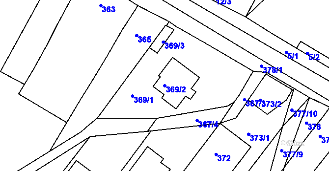 Parcela st. 369/2 v KÚ Popůvky u Brna, Katastrální mapa