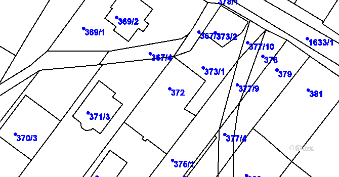Parcela st. 372 v KÚ Popůvky u Brna, Katastrální mapa