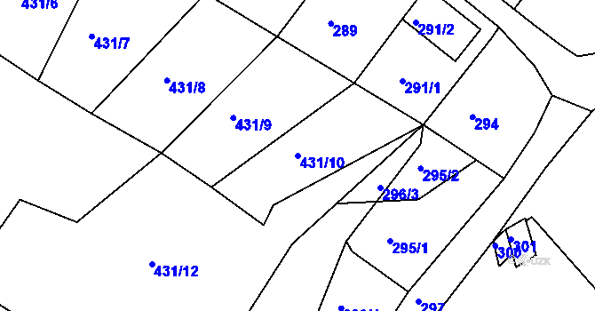 Parcela st. 431/10 v KÚ Popůvky u Brna, Katastrální mapa
