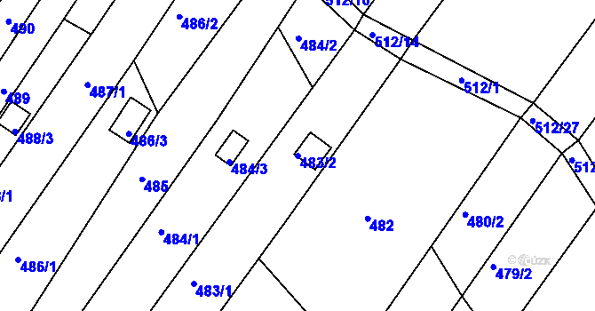 Parcela st. 483/2 v KÚ Popůvky u Brna, Katastrální mapa