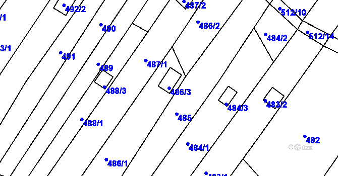 Parcela st. 486/3 v KÚ Popůvky u Brna, Katastrální mapa