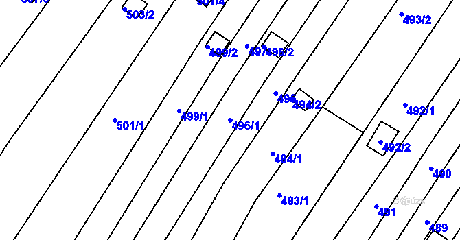 Parcela st. 496/1 v KÚ Popůvky u Brna, Katastrální mapa