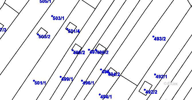 Parcela st. 496/2 v KÚ Popůvky u Brna, Katastrální mapa