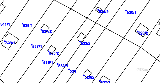 Parcela st. 533/2 v KÚ Popůvky u Brna, Katastrální mapa