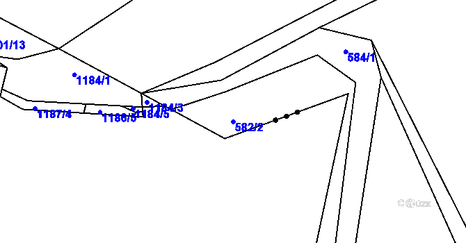 Parcela st. 582/2 v KÚ Popůvky u Brna, Katastrální mapa