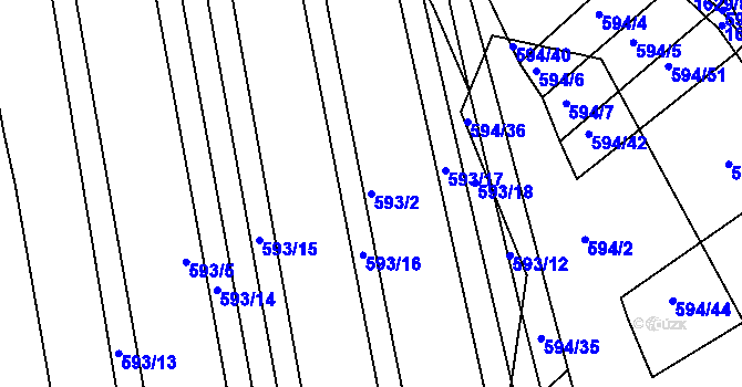 Parcela st. 593/2 v KÚ Popůvky u Brna, Katastrální mapa