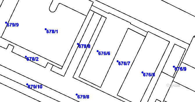 Parcela st. 676/6 v KÚ Popůvky u Brna, Katastrální mapa