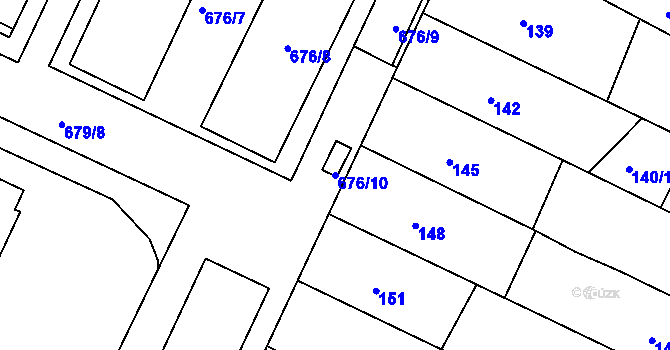 Parcela st. 676/10 v KÚ Popůvky u Brna, Katastrální mapa