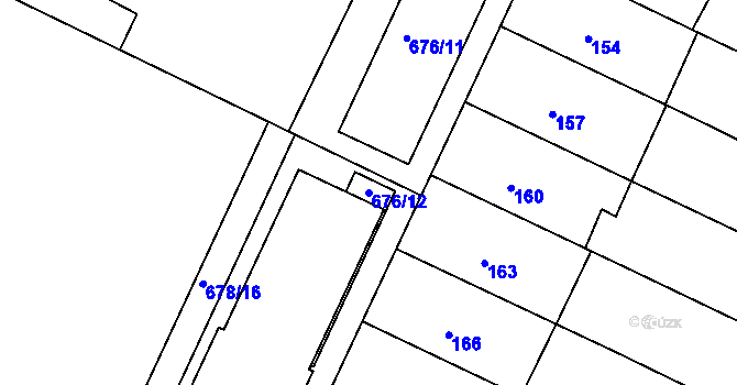 Parcela st. 676/12 v KÚ Popůvky u Brna, Katastrální mapa