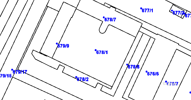 Parcela st. 678/1 v KÚ Popůvky u Brna, Katastrální mapa