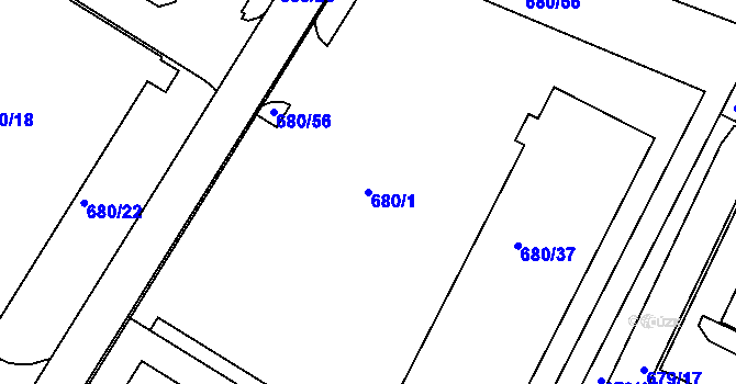 Parcela st. 680/1 v KÚ Popůvky u Brna, Katastrální mapa