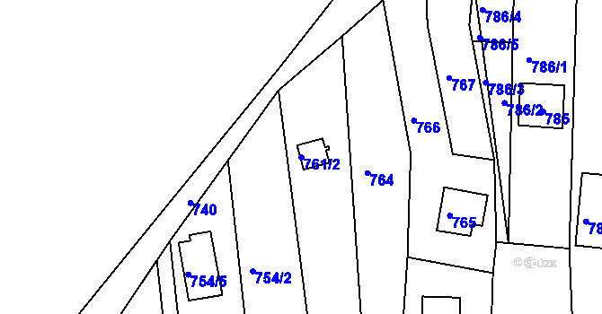 Parcela st. 761/2 v KÚ Popůvky u Brna, Katastrální mapa
