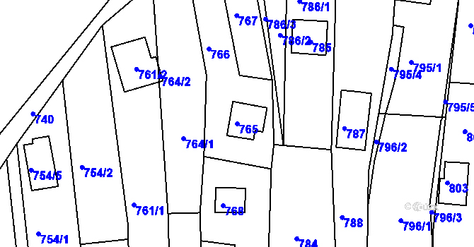 Parcela st. 765 v KÚ Popůvky u Brna, Katastrální mapa