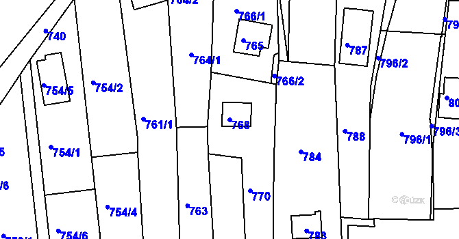 Parcela st. 768 v KÚ Popůvky u Brna, Katastrální mapa