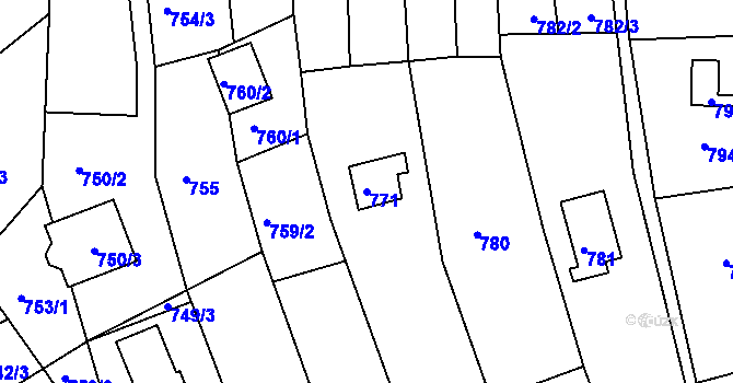 Parcela st. 771 v KÚ Popůvky u Brna, Katastrální mapa