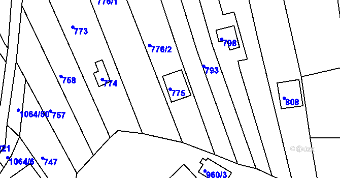 Parcela st. 775 v KÚ Popůvky u Brna, Katastrální mapa