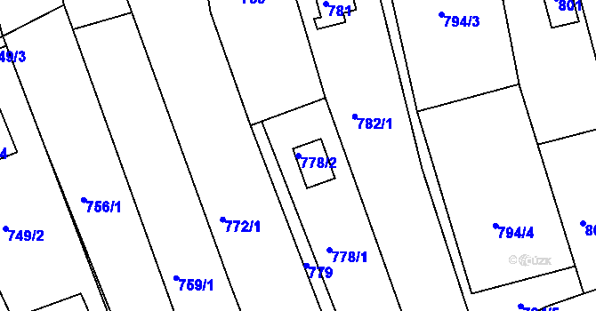 Parcela st. 778/2 v KÚ Popůvky u Brna, Katastrální mapa
