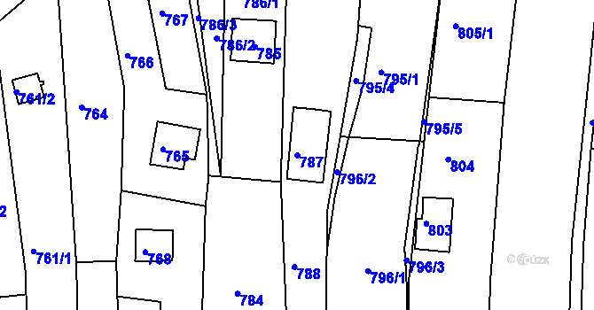 Parcela st. 787 v KÚ Popůvky u Brna, Katastrální mapa