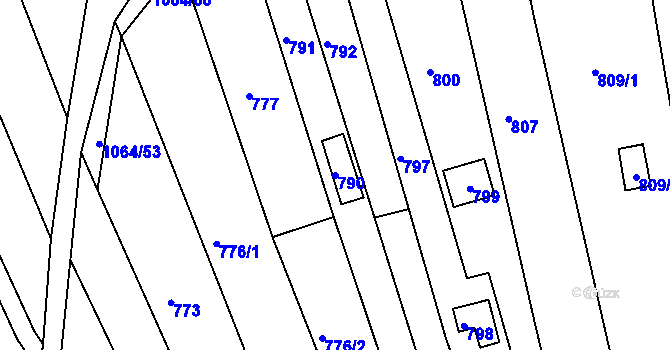 Parcela st. 790 v KÚ Popůvky u Brna, Katastrální mapa