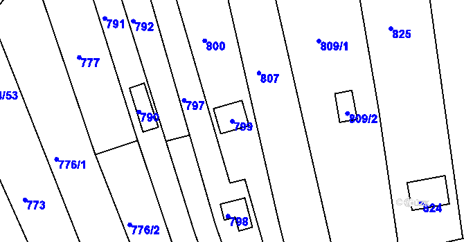 Parcela st. 799 v KÚ Popůvky u Brna, Katastrální mapa