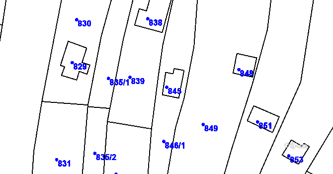 Parcela st. 845 v KÚ Popůvky u Brna, Katastrální mapa