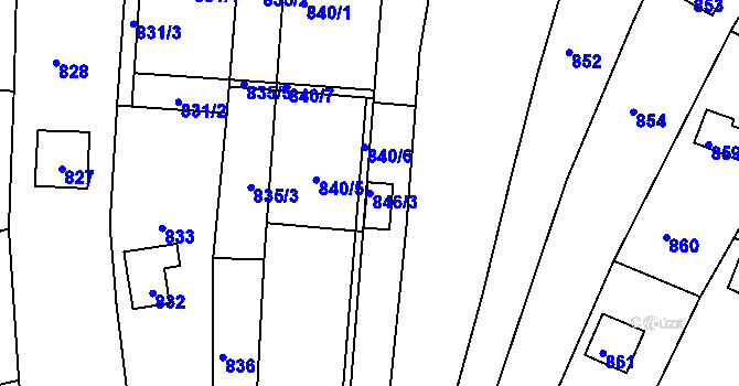Parcela st. 846/3 v KÚ Popůvky u Brna, Katastrální mapa