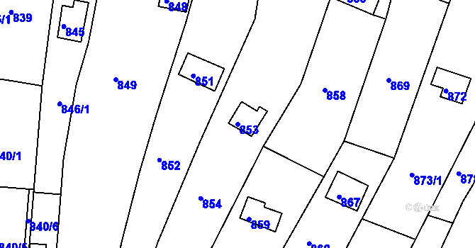 Parcela st. 853 v KÚ Popůvky u Brna, Katastrální mapa