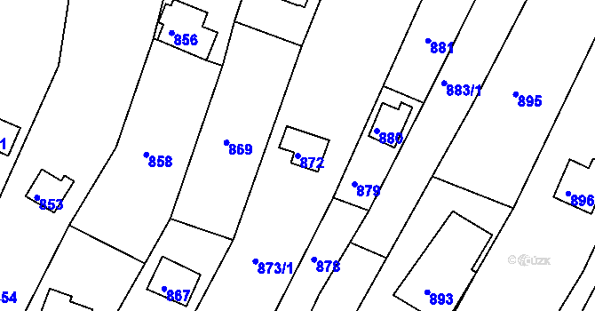 Parcela st. 872 v KÚ Popůvky u Brna, Katastrální mapa