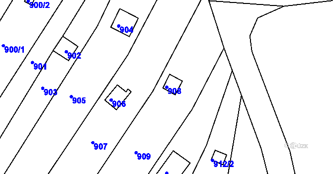 Parcela st. 908 v KÚ Popůvky u Brna, Katastrální mapa