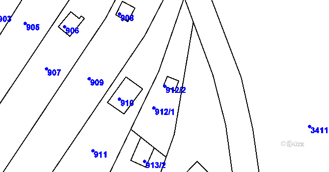 Parcela st. 912/2 v KÚ Popůvky u Brna, Katastrální mapa