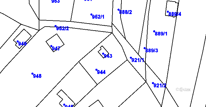 Parcela st. 943 v KÚ Popůvky u Brna, Katastrální mapa