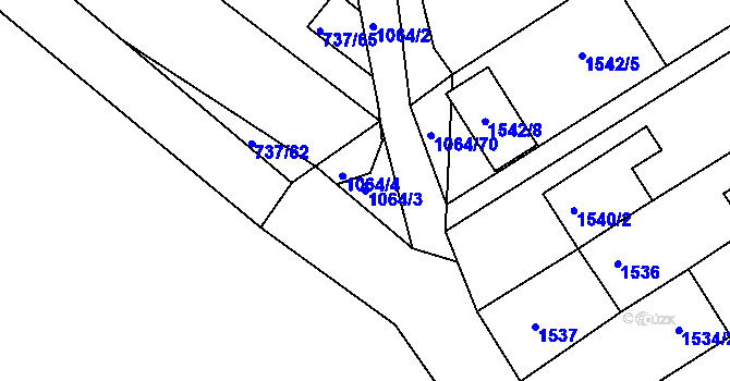 Parcela st. 1064/3 v KÚ Popůvky u Brna, Katastrální mapa