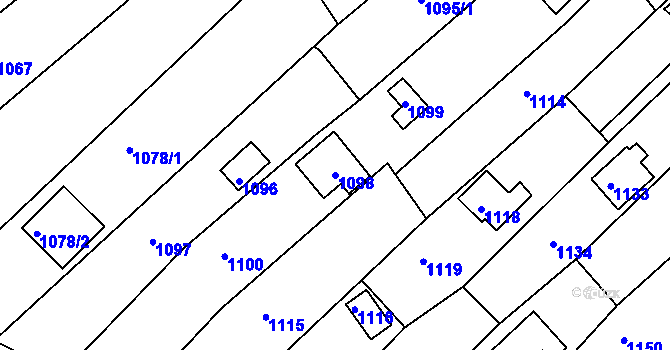 Parcela st. 1098 v KÚ Popůvky u Brna, Katastrální mapa