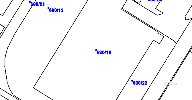 Parcela st. 680/18 v KÚ Popůvky u Brna, Katastrální mapa