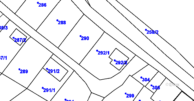 Parcela st. 292/1 v KÚ Popůvky u Brna, Katastrální mapa