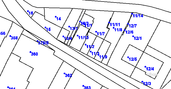 Parcela st. 11/2 v KÚ Popůvky u Brna, Katastrální mapa