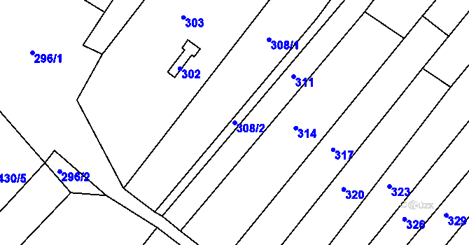Parcela st. 308/2 v KÚ Popůvky u Brna, Katastrální mapa