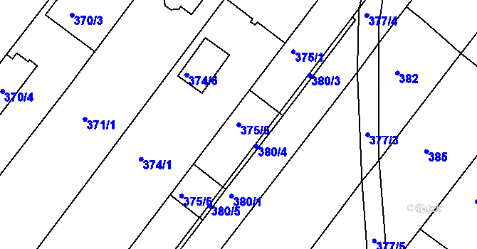 Parcela st. 375/5 v KÚ Popůvky u Brna, Katastrální mapa