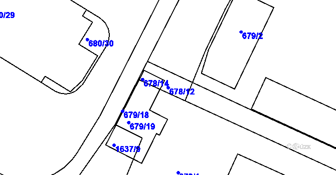 Parcela st. 678/12 v KÚ Popůvky u Brna, Katastrální mapa