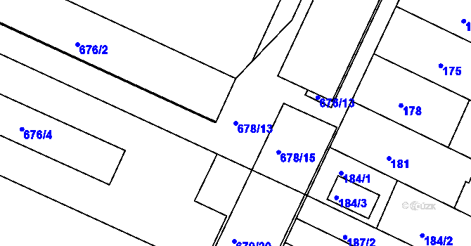 Parcela st. 678/13 v KÚ Popůvky u Brna, Katastrální mapa