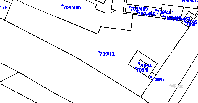 Parcela st. 709/12 v KÚ Popůvky u Brna, Katastrální mapa