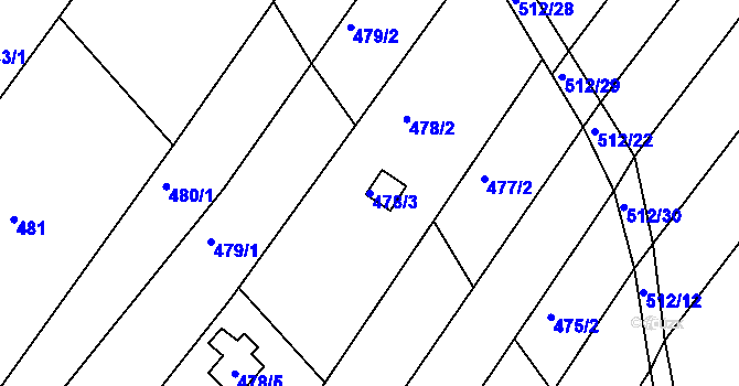 Parcela st. 478/3 v KÚ Popůvky u Brna, Katastrální mapa