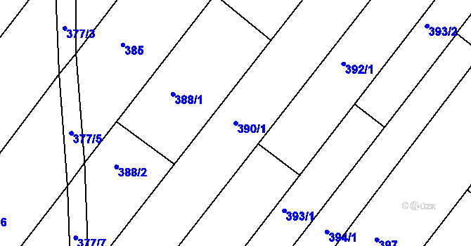 Parcela st. 390/1 v KÚ Popůvky u Brna, Katastrální mapa