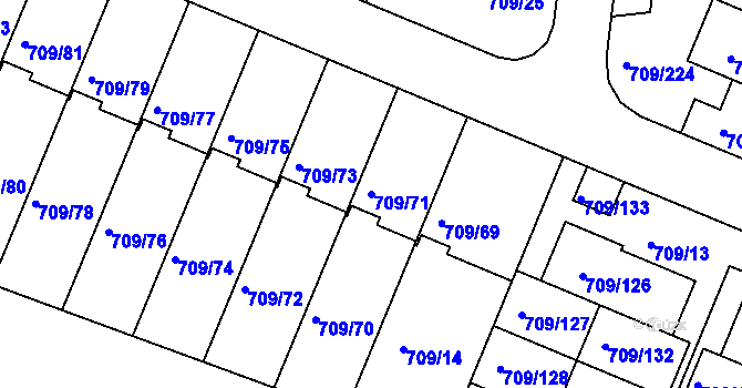 Parcela st. 709/71 v KÚ Popůvky u Brna, Katastrální mapa