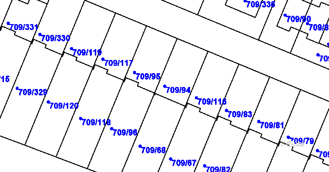 Parcela st. 709/94 v KÚ Popůvky u Brna, Katastrální mapa