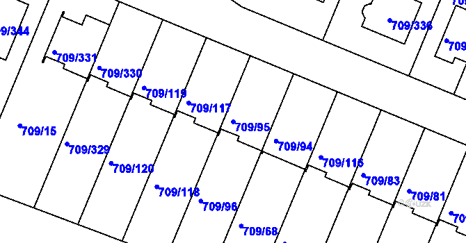 Parcela st. 709/95 v KÚ Popůvky u Brna, Katastrální mapa