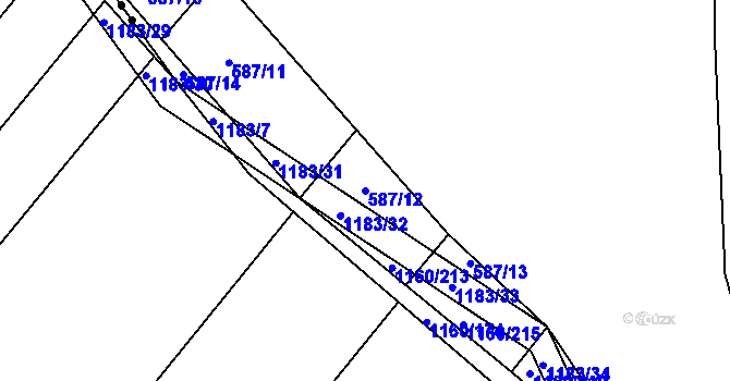 Parcela st. 587/12 v KÚ Popůvky u Brna, Katastrální mapa