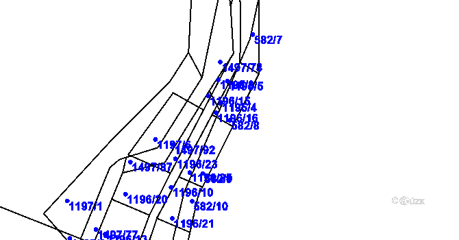 Parcela st. 582/8 v KÚ Popůvky u Brna, Katastrální mapa