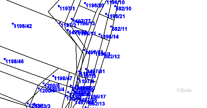 Parcela st. 582/12 v KÚ Popůvky u Brna, Katastrální mapa