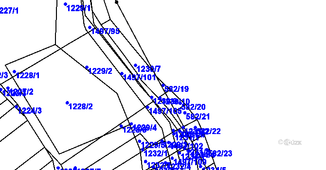 Parcela st. 582/19 v KÚ Popůvky u Brna, Katastrální mapa